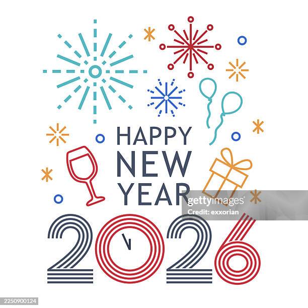 2026 new year party - wine gift box stock illustrations
