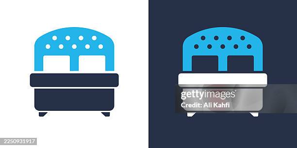 bed glyph solid icon. solid icon that can be applied anywhere, simple, pixel perfect and modern style. - mattress store stock illustrations