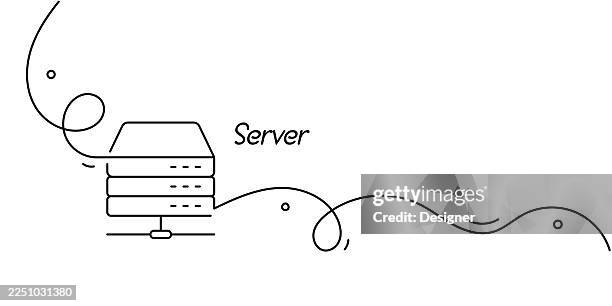 one continuous line drawing of server icon. single line vector illustration - old computer stock illustrations