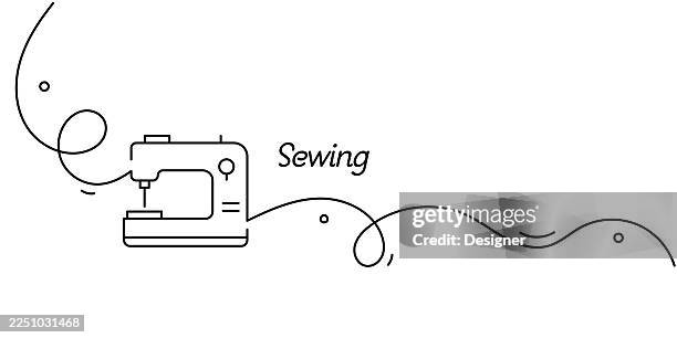 one continuous line drawing of sewing icon. single line vector illustration - sewing machine stock illustrations