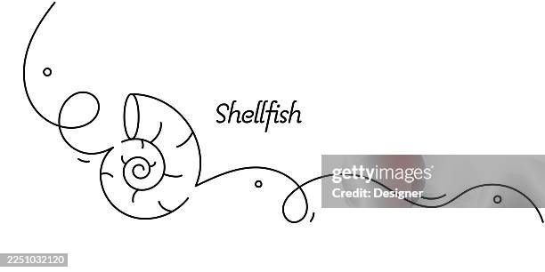 one continuous line drawing of shellfish icon. single line vector illustration - crustacean stock illustrations