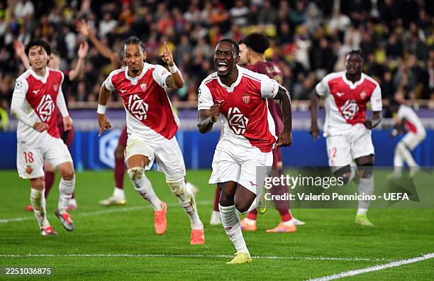 Folarin Balogun of AS Monaco celebrates scoring his team's first goal during the UEFA Champions League 2025/26 League Phase MD6 match between AS...