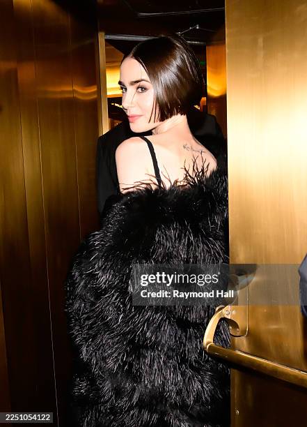Lily Collins is seen outside "NBC Studio" on December 09, 2025 in New York City.