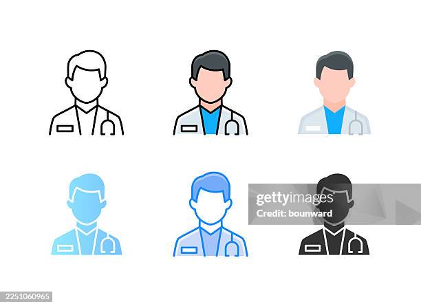 doctor icon. 6 different styles. editable stroke. - surgeon technology stock illustrations