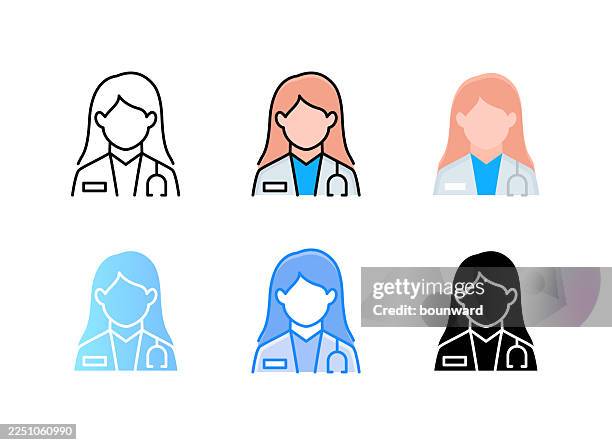 ilustrações de stock, clip art, desenhos animados e ícones de doctor icon. 6 different styles. editable stroke. - profissional da área médica