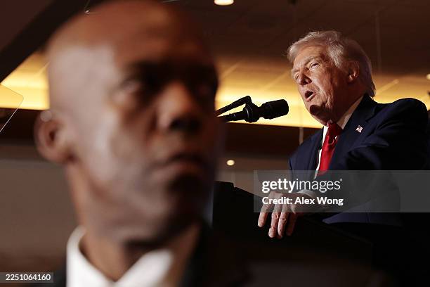 President Donald Trump delivers remarks during an event at Mount Airy Casino Resort on December 9, 2025 in Mount Pocono, Pennsylvania. Trump...