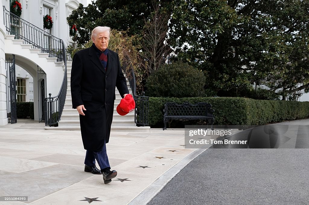 President Trump Departs The White House En Route To Baltimore To Attend Army Navy Football Game
