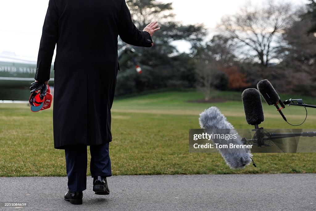 President Trump Departs The White House En Route To Baltimore To Attend Army Navy Football Game
