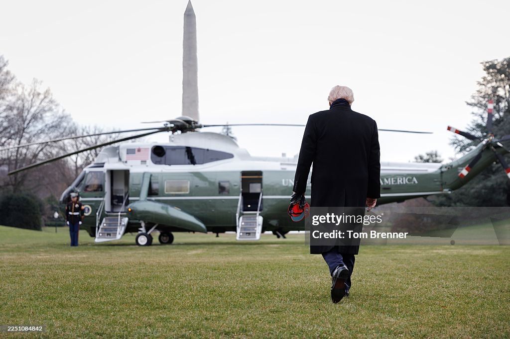 President Trump Departs The White House En Route To Baltimore To Attend Army Navy Football Game