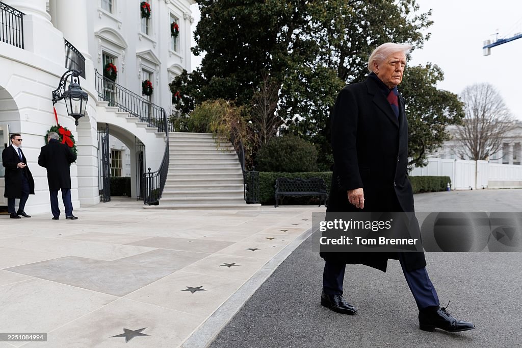 President Trump Departs The White House En Route To Baltimore To Attend Army Navy Football Game
