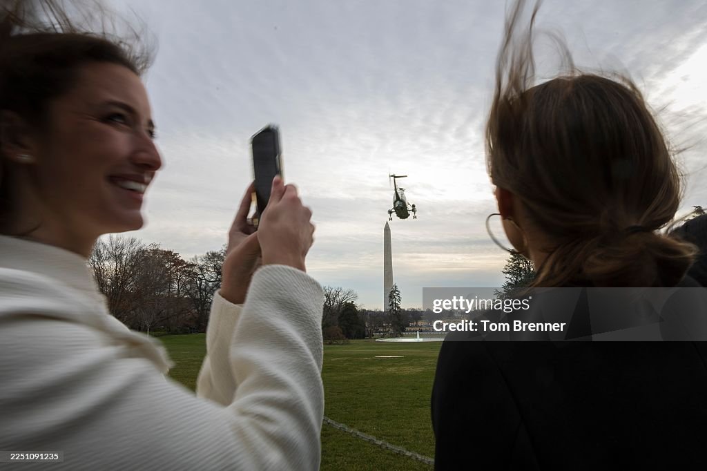 President Trump Departs The White House En Route To Baltimore To Attend Army Navy Football Game