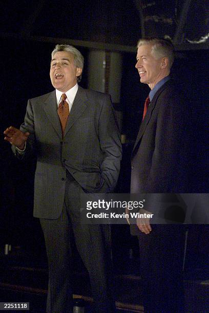 Jay Leno and Gov. Gray Davis.In an effort to conserve energy, 'The Tonight Show with Jay Leno' was taped with no lights. The audience was given...