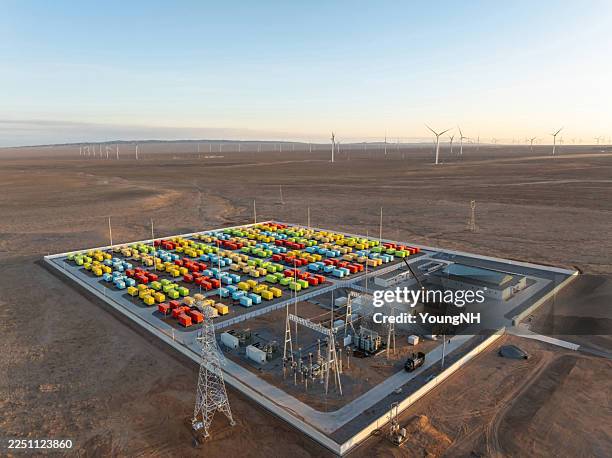 energy storage power station at sunrise - energy storage stock pictures, royalty-free photos & images