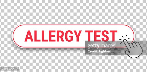 Allergy Test - 3D click web button with hand cursor on blank background Allergy Test - 3D click web button with hand cursor on blank background