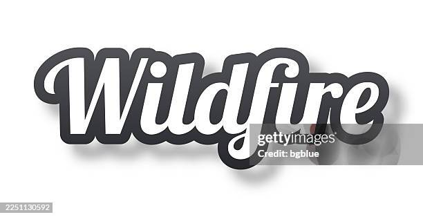 wildfire - 3d text with shadow on white background - forest fire stock illustrations