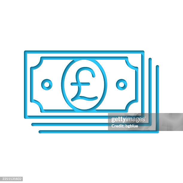 pound banknotes. icon cut out on white paper with blue background - pound stack stock illustrations