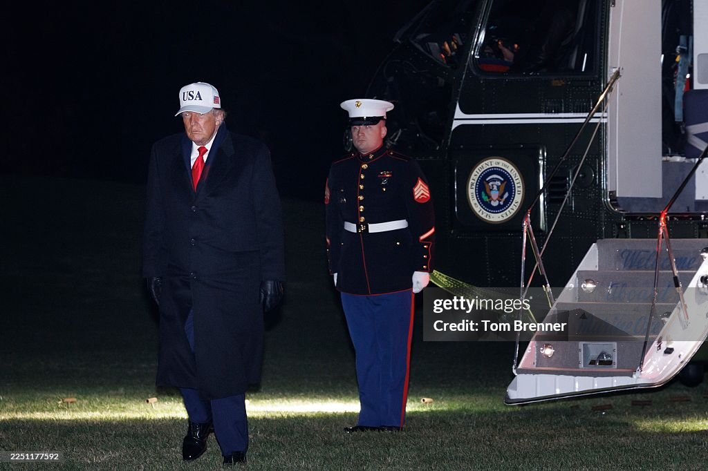 President Trump Arrives Back To The White House After Attending The Army Navy Football Game