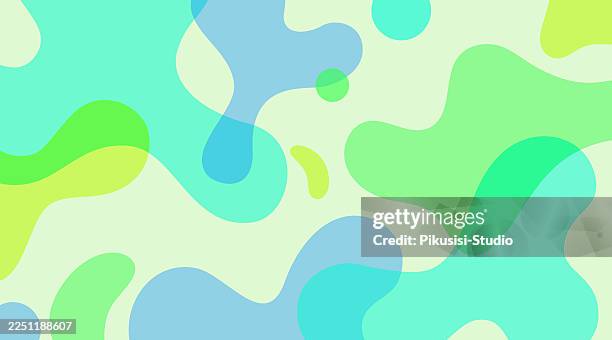 fresh organic blob pattern in green and blue, soft gradient fluid shape background design - shingles background stock illustrations
