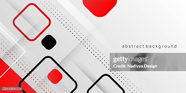 abstract design of geometric shapes, patterns, squares, and rectangles. modern abstract design with diagonal red and black gradients on a white background. for websites, covers, brochures, flyers, presentations, banners, and vector illustrations. - collage template stock illustrations