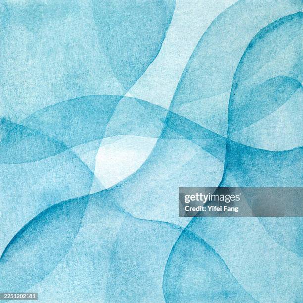 abstract blue watercolor layered irregular circular curves composition - translucent stock pictures, royalty-free photos & images