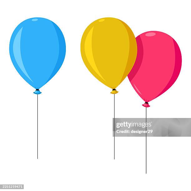 balloons icon vector design - red string ribbon stock illustrations