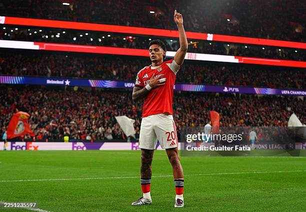 Richard Rios of Benfica celebrates scoring his team's first goal during the UEFA Champions League 2025/26 League Phase MD6 match between SL Benfica...