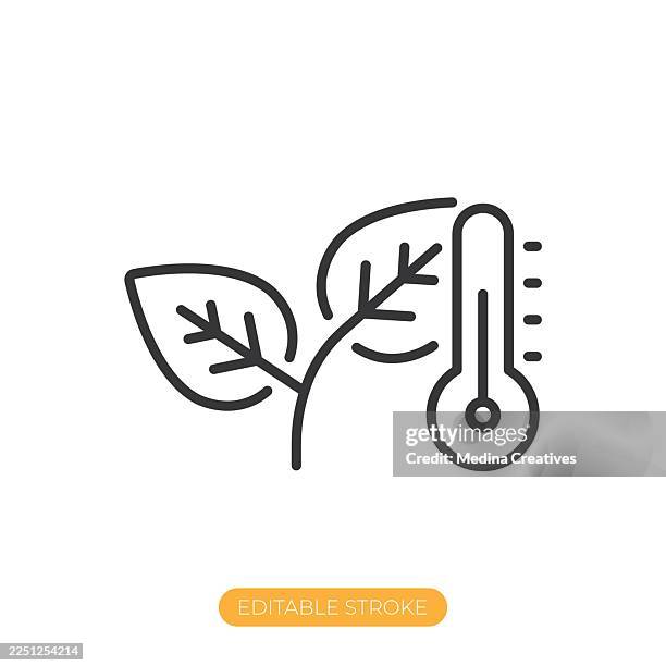 plant temperature icon. editable stroke thin line icon - fertilizer stock illustrations