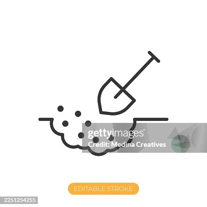Digging icon. Editable stroke thin line icon Digging icon. Editable stroke thin line icon