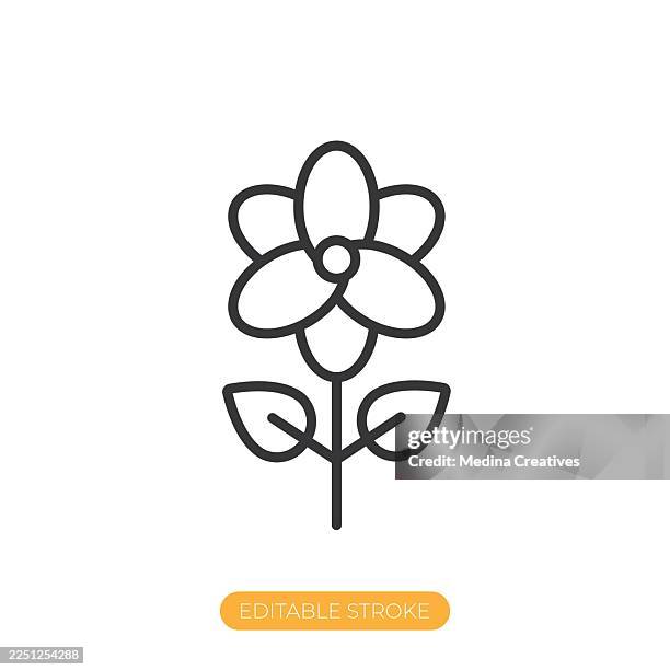 flower icon. editable stroke thin line icon - fertilizer stock illustrations