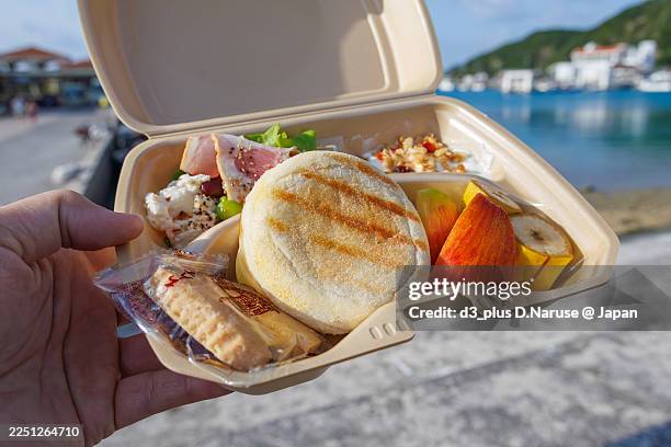 ham & cheese panini lunch box.zamami port, okinawa.a tropical paradise-like remote island.zamami island, kerama islands, shimajiri-gun-2025 - making a sandwich stock pictures, royalty-free photos & images