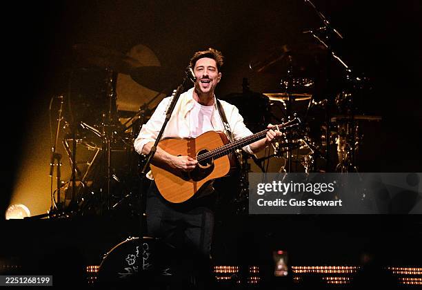 Marcus Mumford of Mumford & Sons performs onstage during their "Rushmere" tour at The O2 Arena on December 10, 2025 in London, England.