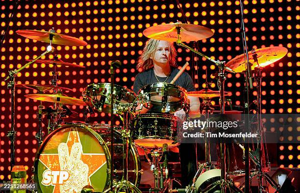 Eric Kretz of Stone Temple Pilots performs at Red Rocks Amphitheatre on August 10, 2010 in Morrison, Colorado.