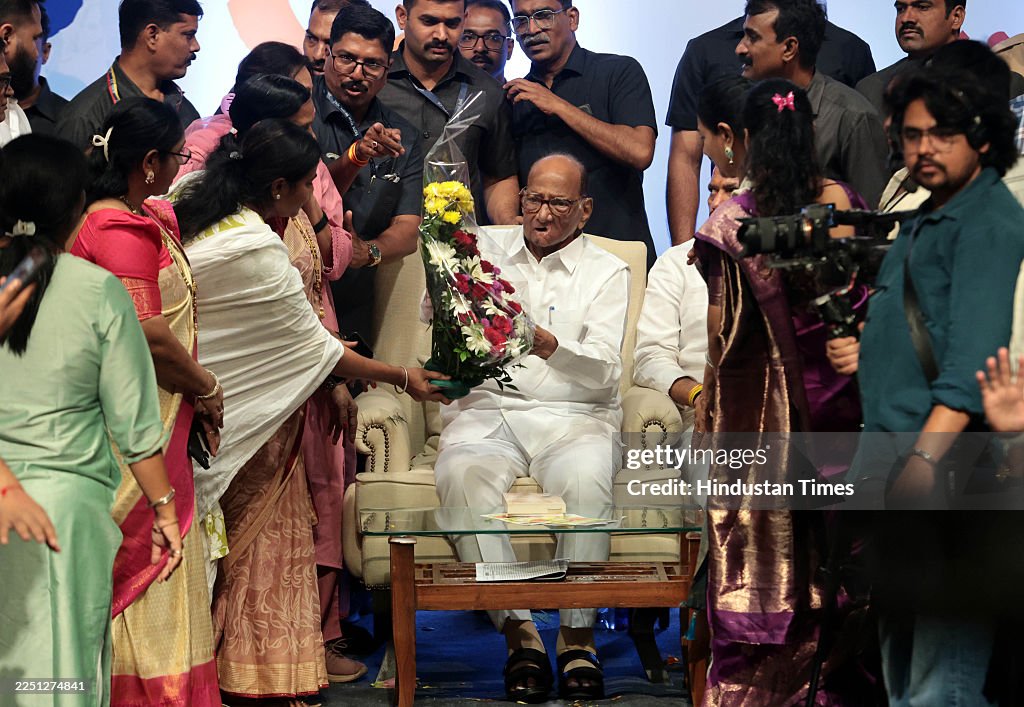 NCP(SP) Chief Sharad Pawar Celebrates His 85th Birthday At Mumbai's Y B Chavan Centre
