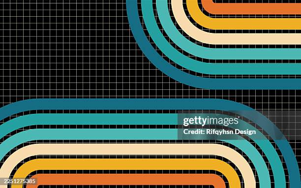 abstract minimalist 1970 70s retro background with colorful stripe elements - 70s background stock illustrations