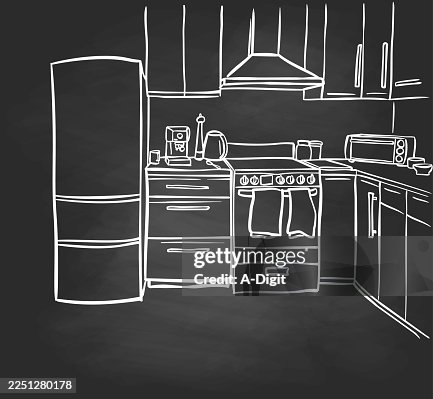 Modern Kitchen Layout Blackboard Modern Kitchen Layout Blackboard