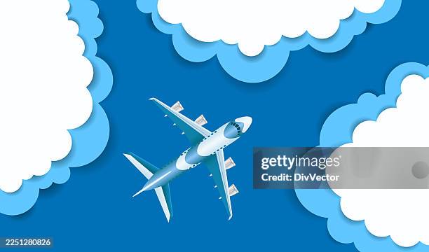 aeroplane cross the cloud illustration - cargo plane stock illustrations