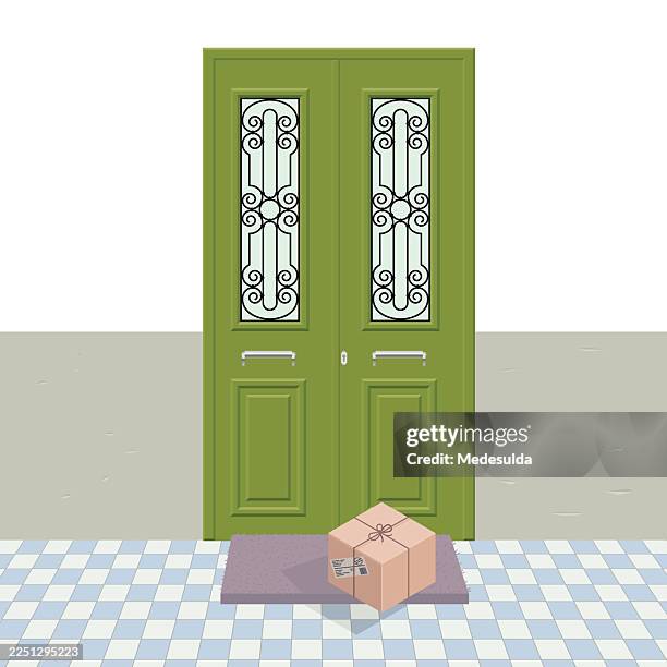 delivery box - package front door stock illustrations