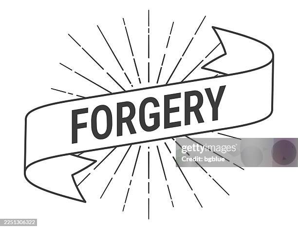 forgery - banner with sunbursts on white background - counterfeit stock illustrations