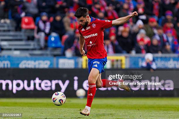 Marko Bulat of Rakow Czestochowa in action during the PKO BP Ekstraklasa 25/26 match between Rakow Czestochowa and Zaglebie Lubin at Rakow Municipal...