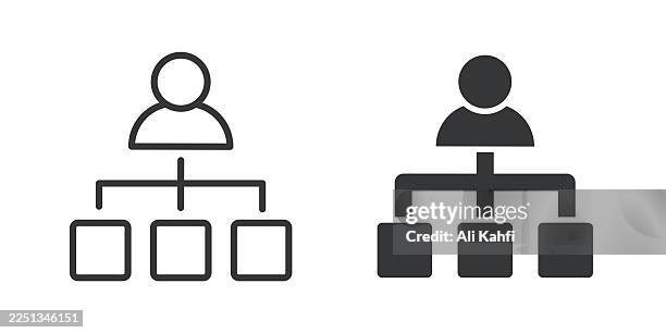 hierarchy and organization thin line and glyph solid icon. editable stroke and perfect pixel isolated on transparent background - data platform icon stock illustrations