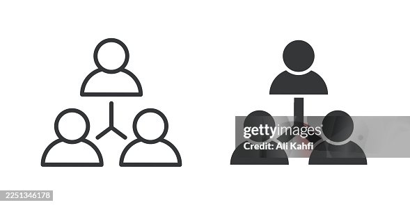 Hierarchy and Organization thin line and glyph solid icon. Editable stroke and perfect pixel isolated on transparent background Hierarchy and Organization thin line and glyph solid icon. Editable stroke and perfect pixel isolated on transparent background