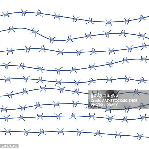 barbed wire, illustration - barbed wire white background stock illustrations