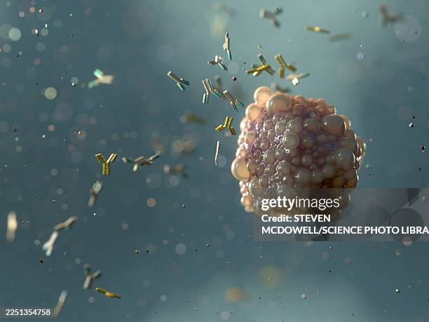 antibodies attacking virus, illustration - antibody stock illustrations