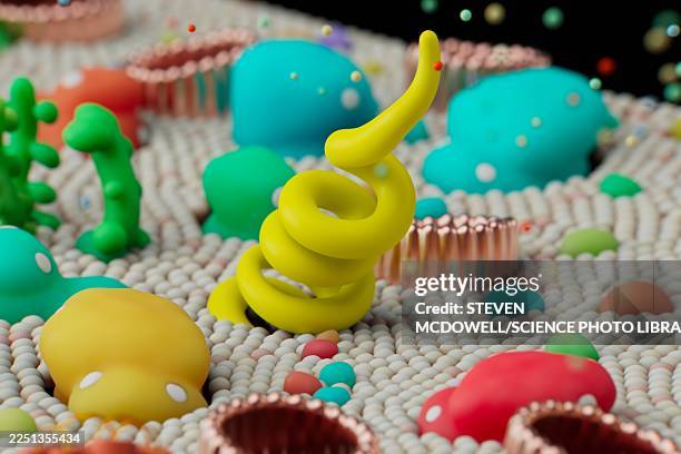 protein channel in plasma membrane, illustration - carbohydrate biological molecule stock illustrations
