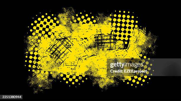 urban graffiti style yellow grunge splash on black - circle black background stock illustrations