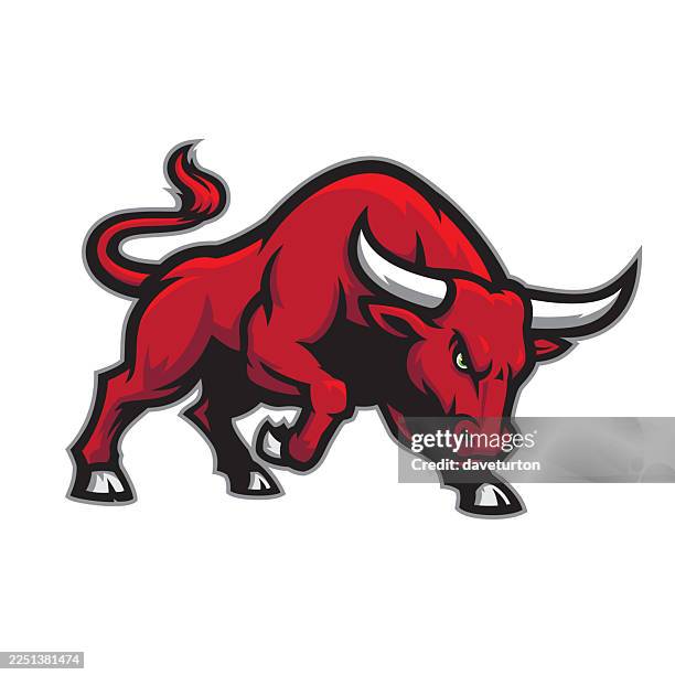 bull charging - bison stock illustrations