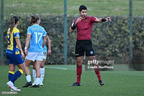 Referee Marco Di Loreto expels Flaminia Simonetti of S.S. Lazio in the match of the ninth day of the Serie A Women Athora Championship between S.S....