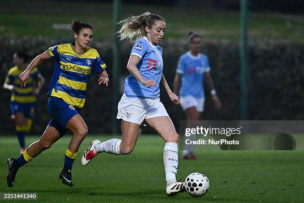 Gaia Distefano of Parma Calcio Women and Megan Connolly of S.S. Lazio play during the match of the ninth day of the Serie A Women Athora Championship...