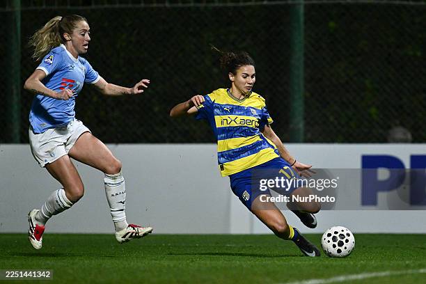 Megan Connolly of S.S. Lazio and Gaia Distefano of Parma Calcio Women play during the match of the ninth day of the Serie A Women Athora Championship...