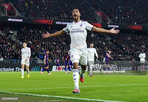 Youri Tielemans of Aston Villa celebrates scoring his team's second goal during the UEFA Europa League 2025/26 League Phase MD6 match between FC...